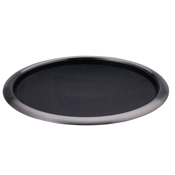 Tray with Removable Insert, 14" Round, Stainless Steel , Dark Tungsten